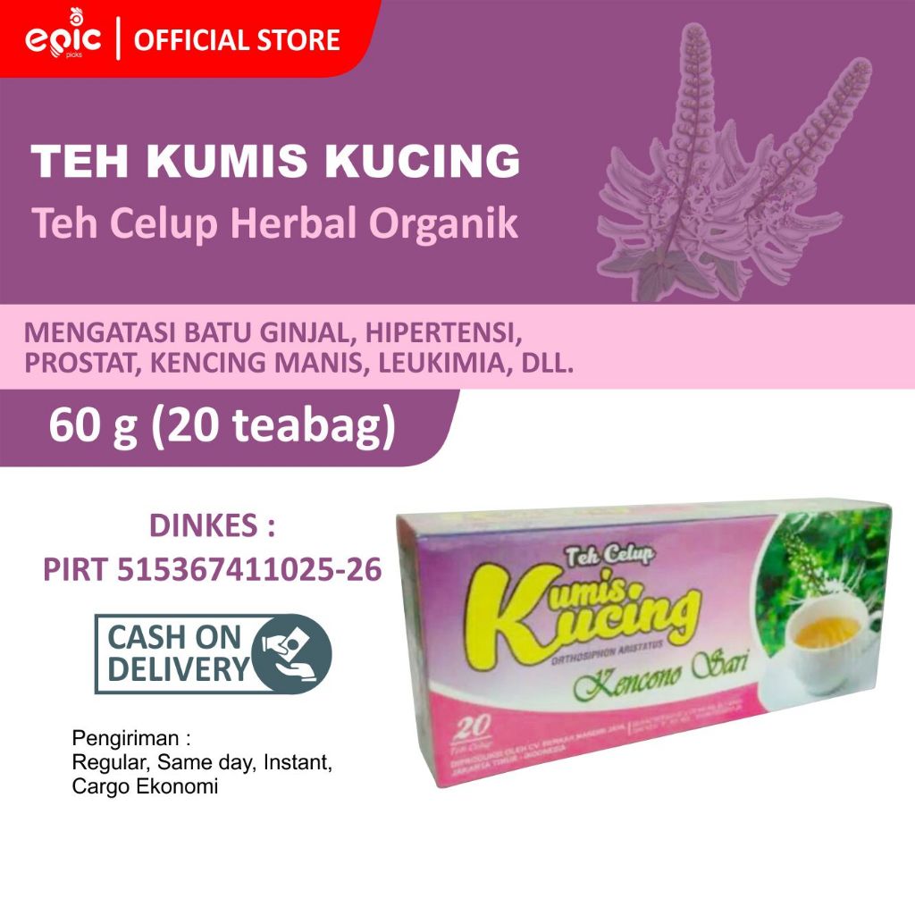 

Epicpicks Teh Celup Kumis Kucing Kencono Sari isi 20 teabag