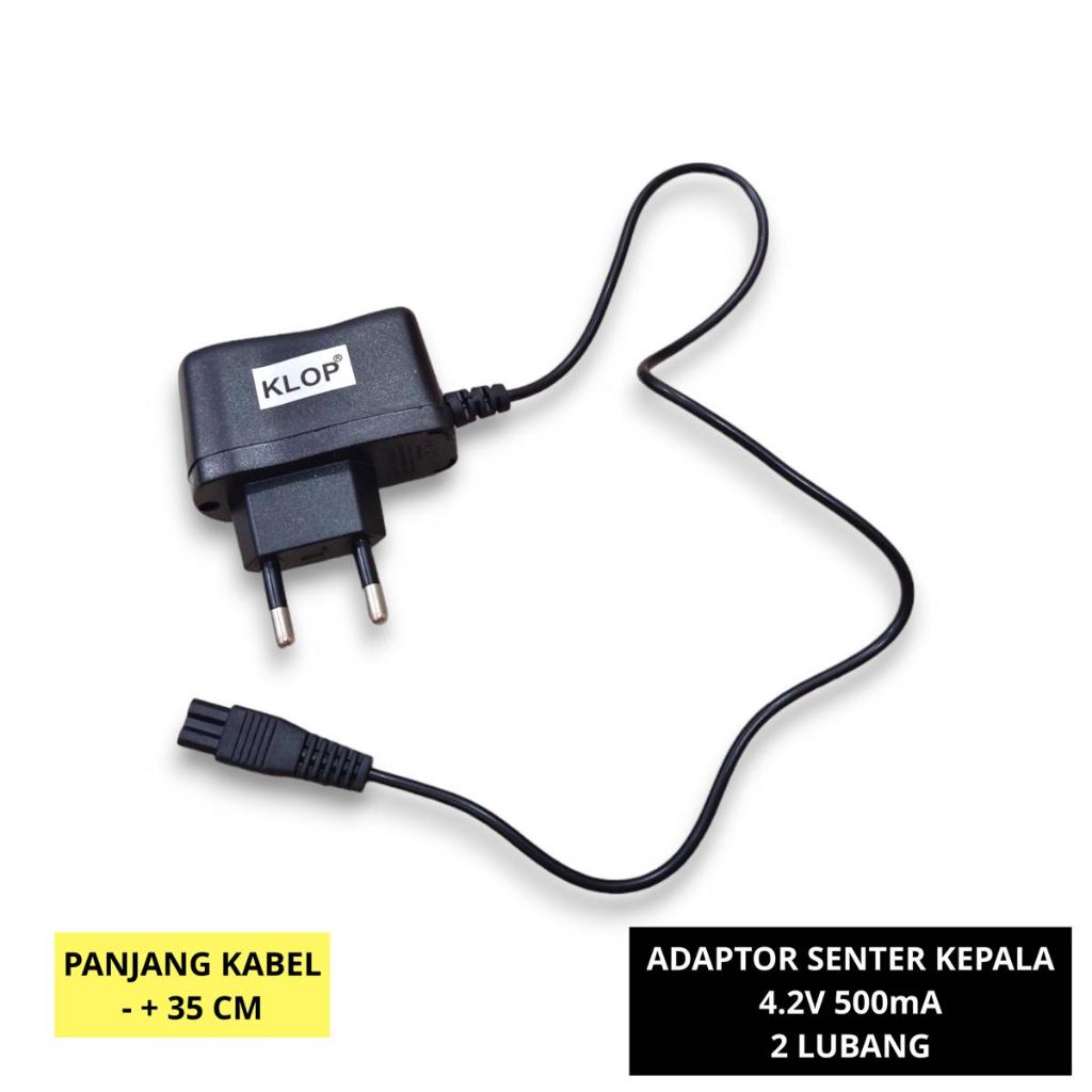 Adaptor Cas Senter Kepala 2 Lubang 4.2V 500mA Charge Angka 8