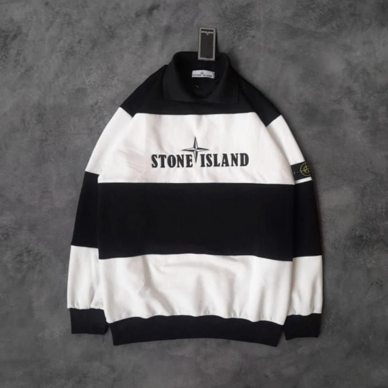 CREWNECK STONEISLAND HITAM PUTIH