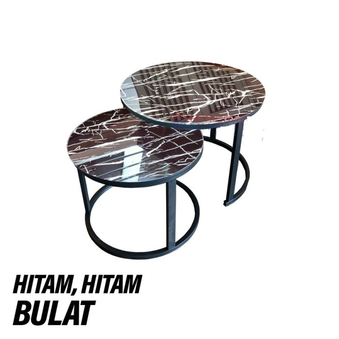 Meja tamu sudut coffe table 2 susun kaca minimalis