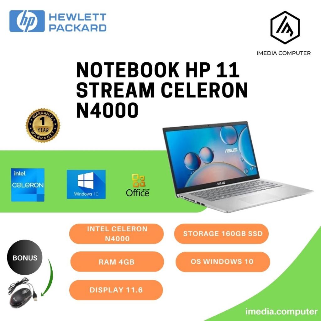 Notebook HP Stream 11 2N4000 4GB 160GB Windows 10 11.6 Inch
