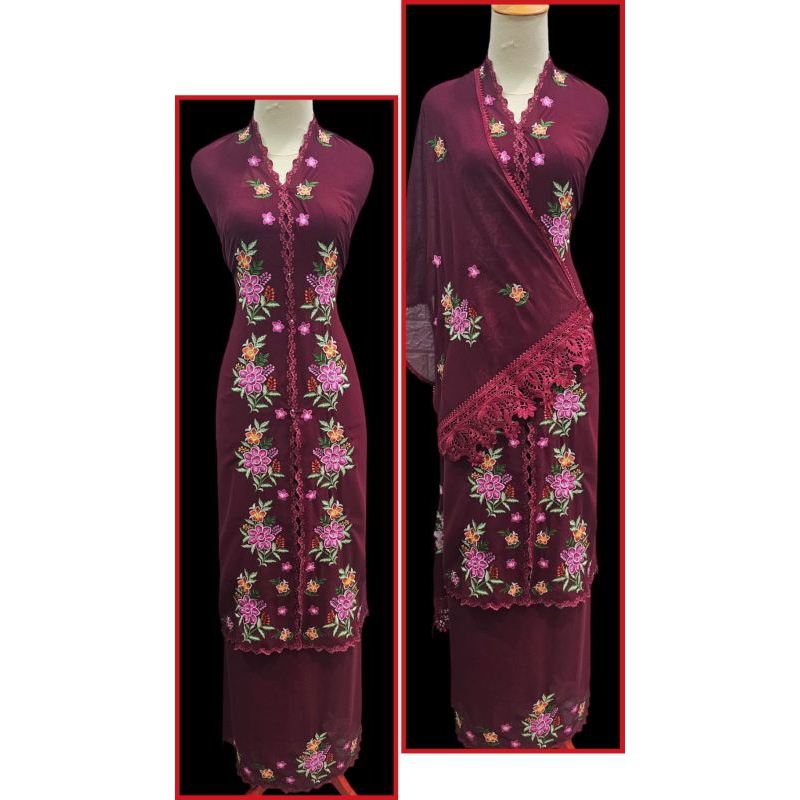 Bahan / bakal baju Kurung Abaya Ceruty set Selendang 01