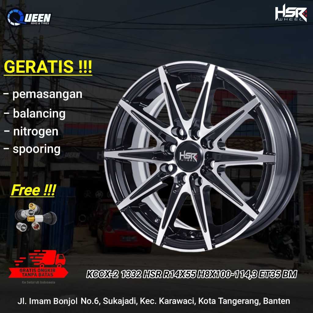 pelek keren HSR R14 untuk brio velg racing ring 14 lubang 8 double pcd lebar 6 rata two tone