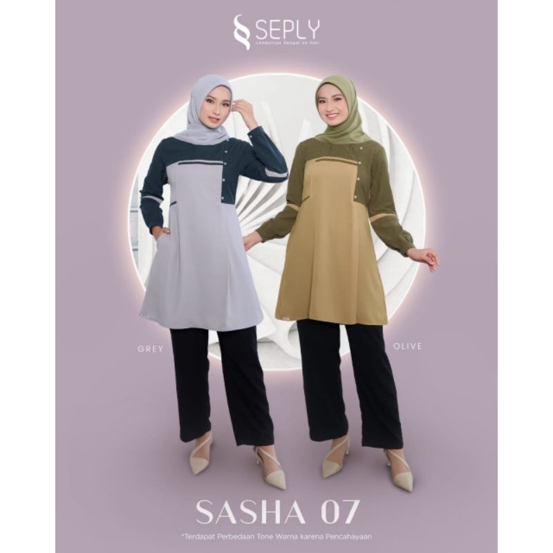 TERMURAH | BEST SELLER | BAJU ATASAN KEMEJA TUNIK BLOUSE PANJANG POLOS SASHA 07 BY SEPLY EKSIS | GRE