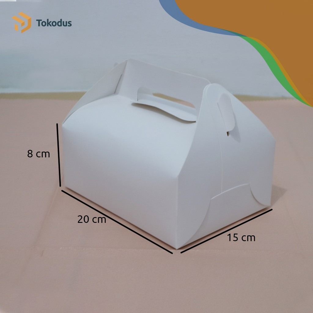 

Kardus Jingjing/Gable Box 20x15x8 cm Ivory Putih Dus Hampers/Kado/kue(Bisa Custom) Tokodus Pagarsih