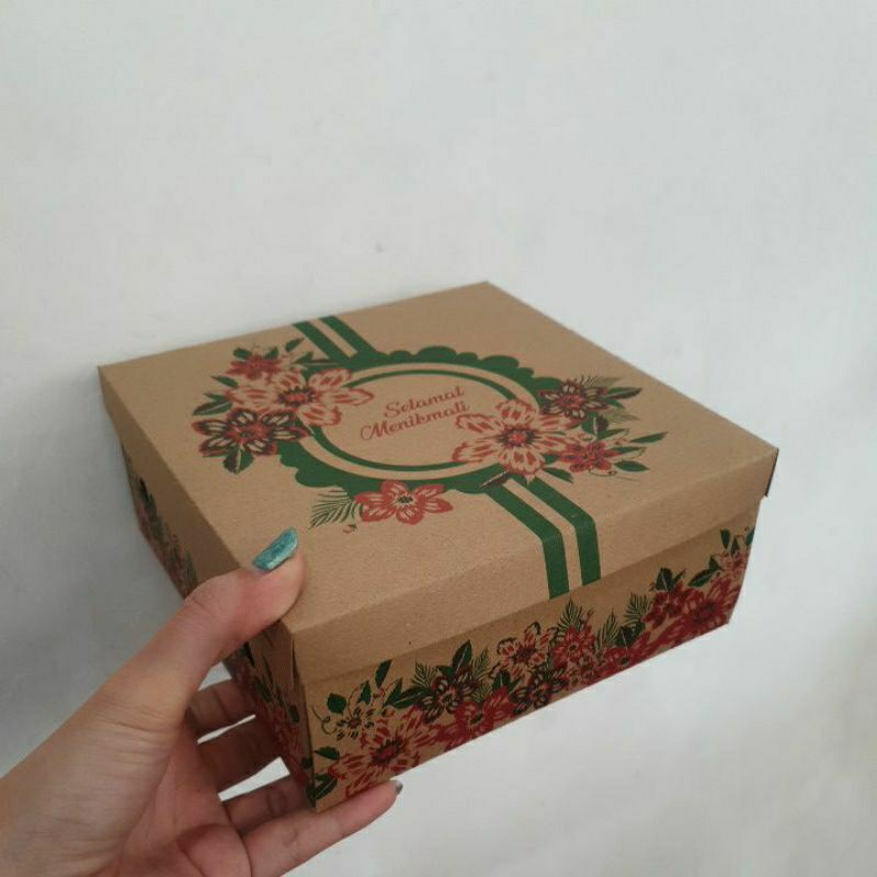 Dos Nasi Snack Box Kraft Motif 18x18 cm minimal 10 pcs