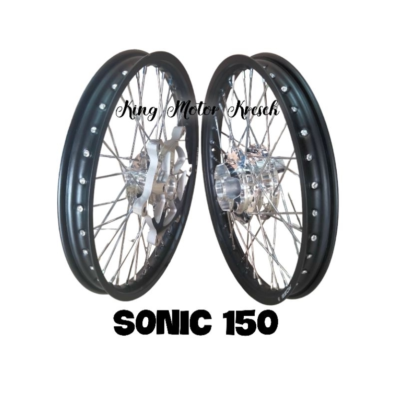 VELG JARI JARI RING 17 140/160/185/215 ROSSI HITAM-CHROME BUAT MOTOR SONIC 150 SATU SET SEPASANG