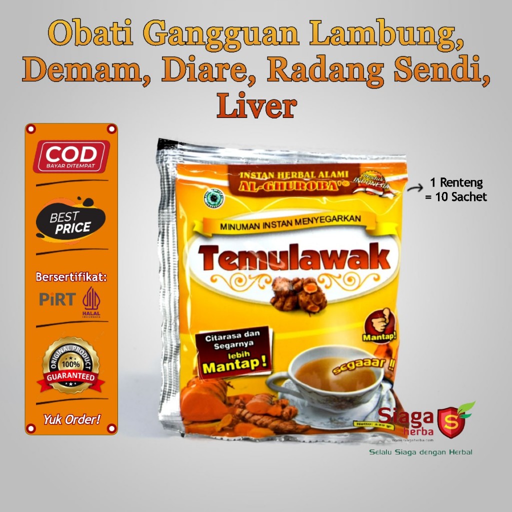 

Instan Temulawak Asli Minuman Jamu Herbal Renteng 10 Sachet Original Al-Ghuroba