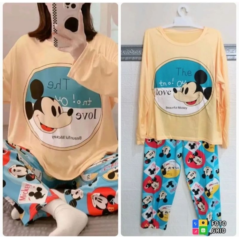 PIYAMA IMPORT PANJANG PP MICKEY KUNING