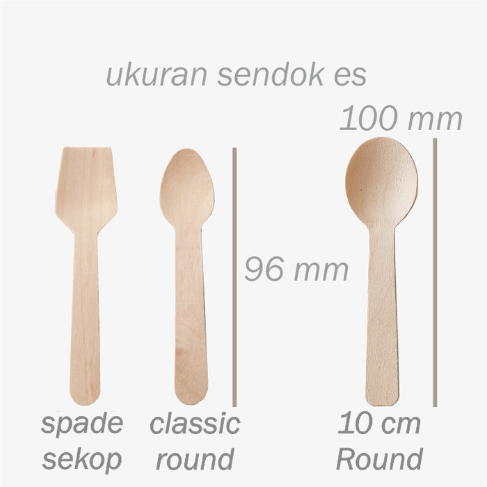 

2Xbtygneal Sakha Snack ) Wooden Dessert Spoon Sendok Es Krim Round 10Cm Bahan Kayu Higienis Food