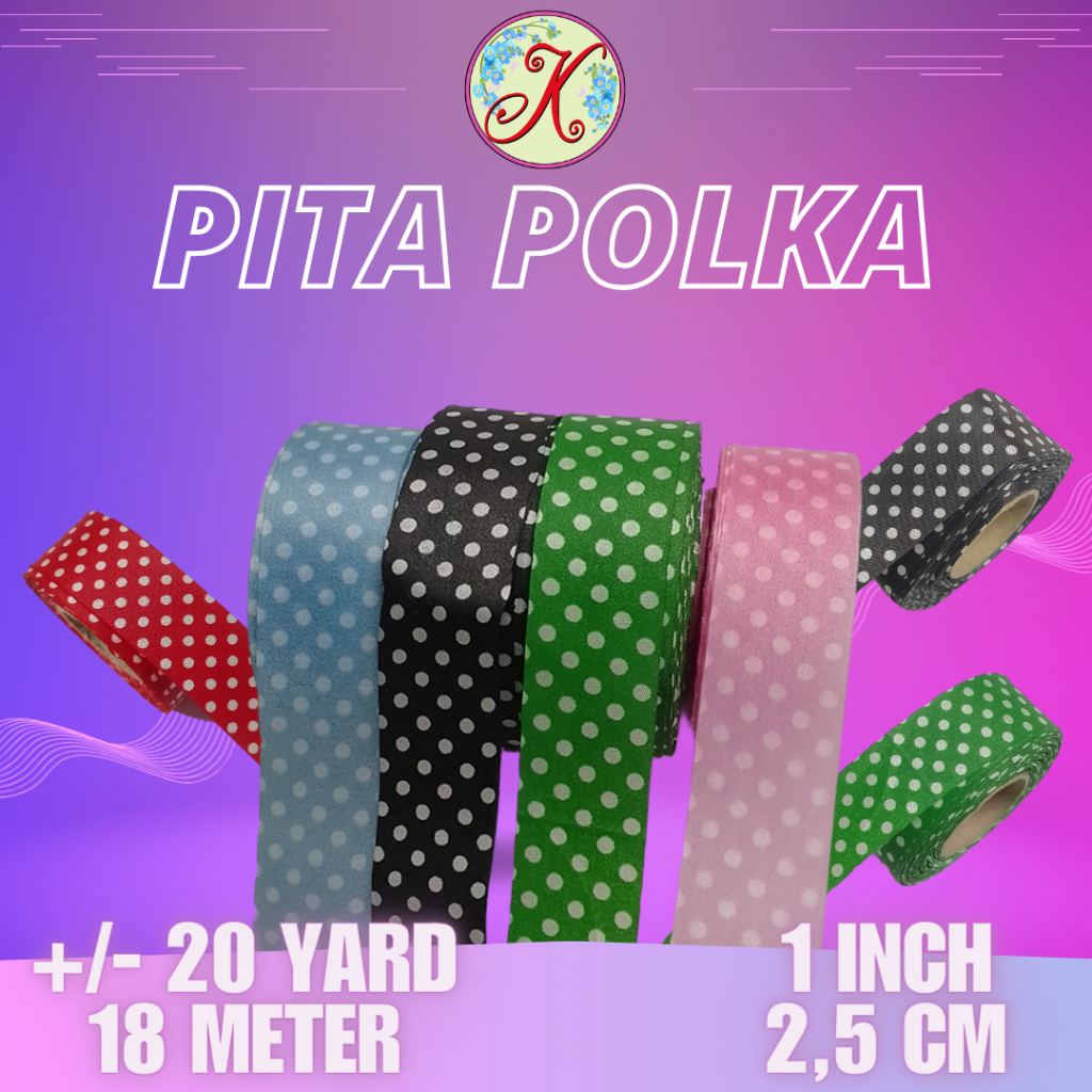 

Harga per Roll Pita Polkadot Bintik 1 inch 2,5 cm harga per roll