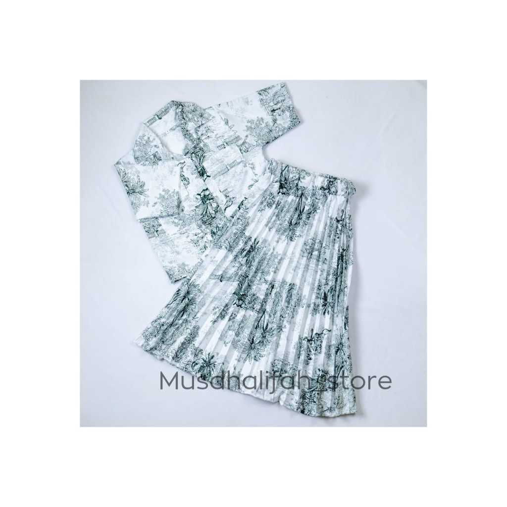 Setelan Crop Anak Perempuan 1-12 Tahun - Setelan Rok Plisket - Oneset Rok Anak Perempuan Terbaru