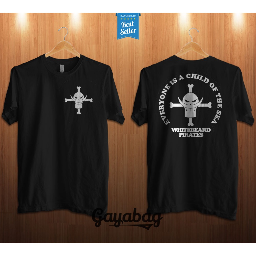 Tshirt kaos baju lengan pendek unisex anime one piece bajak laut shirohige whitebeard pirates 004 be