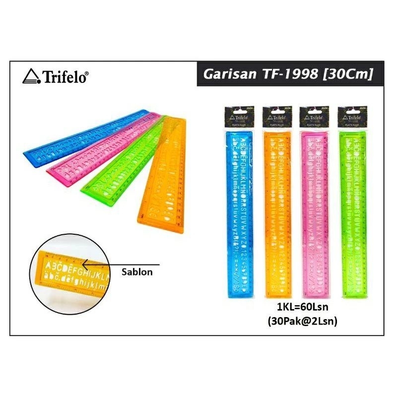

Penggaris motif Abjad Trifelo TF-1998 / Plastic Ruler 30cm (1 pcs)