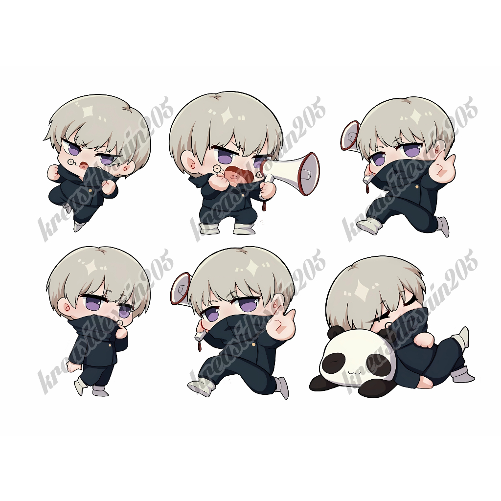 Isi 6 pcs Inumaki Toge/Jujutsu Kaisen/  anti pudar anti air/stiker detective/ stiker laptop /stiker 