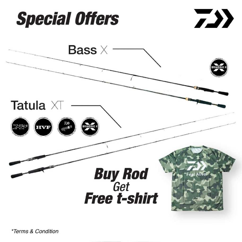 Joran Baitcast Daiwa Bass X, joran Spinning Daiwa, joran mancing