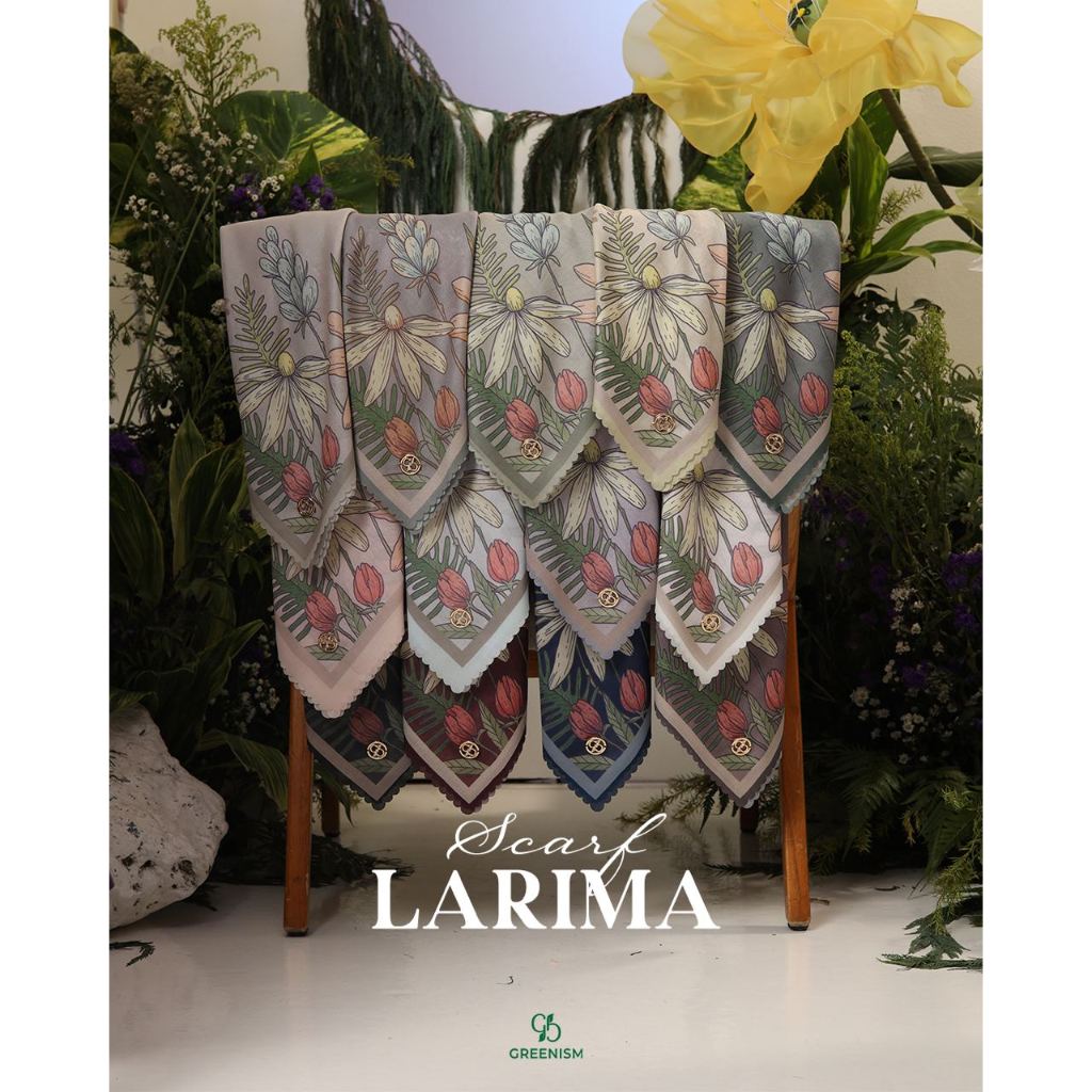 Larima scarf hijab voal segiempat motif greenism