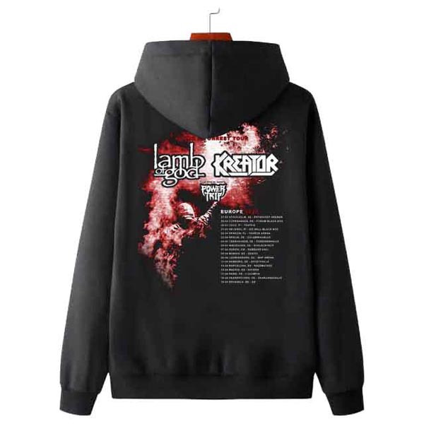 New Jaket Hoodie Lamb Of God Kreator Europe Tour Hoodie Bahan Cotton Fleece