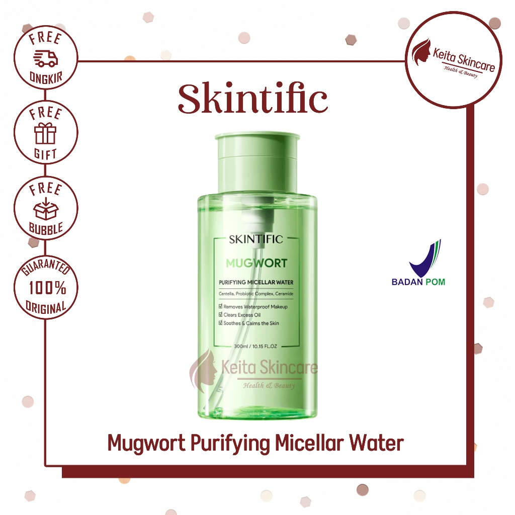 SKINTIFIC Mugwort Purifying Micellar Water Soother &amp; Calms Skin 75ml 300ml