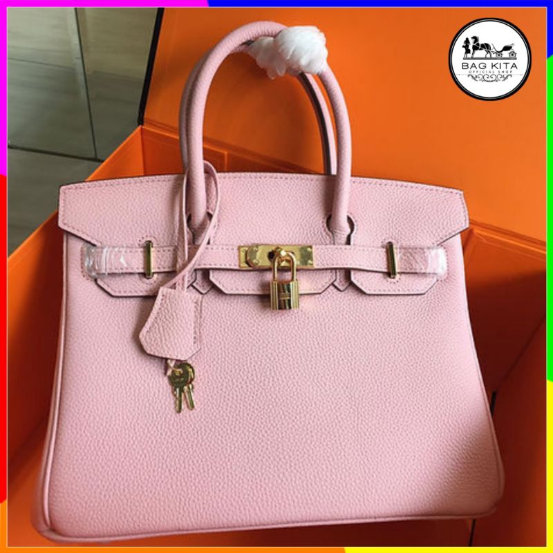 TAS 30BIRKIN PINK FREE BOX IMPORT / TAS SELEMPANG WANITA 20875HERMES BIRKIN30 HIMALAYA PREMIUM