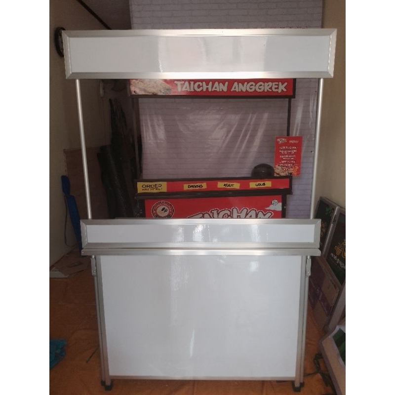 Meja Lipat Es Tes Booth Portable Gerobak Lipat Jumbo Polos 120x60 Bonus Tas Penyimpanan
