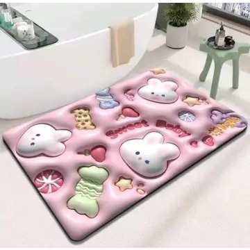 Keset Kaki 3D Kotak Motif Gambar Karakter Karpet Dapur Kamar Tidur