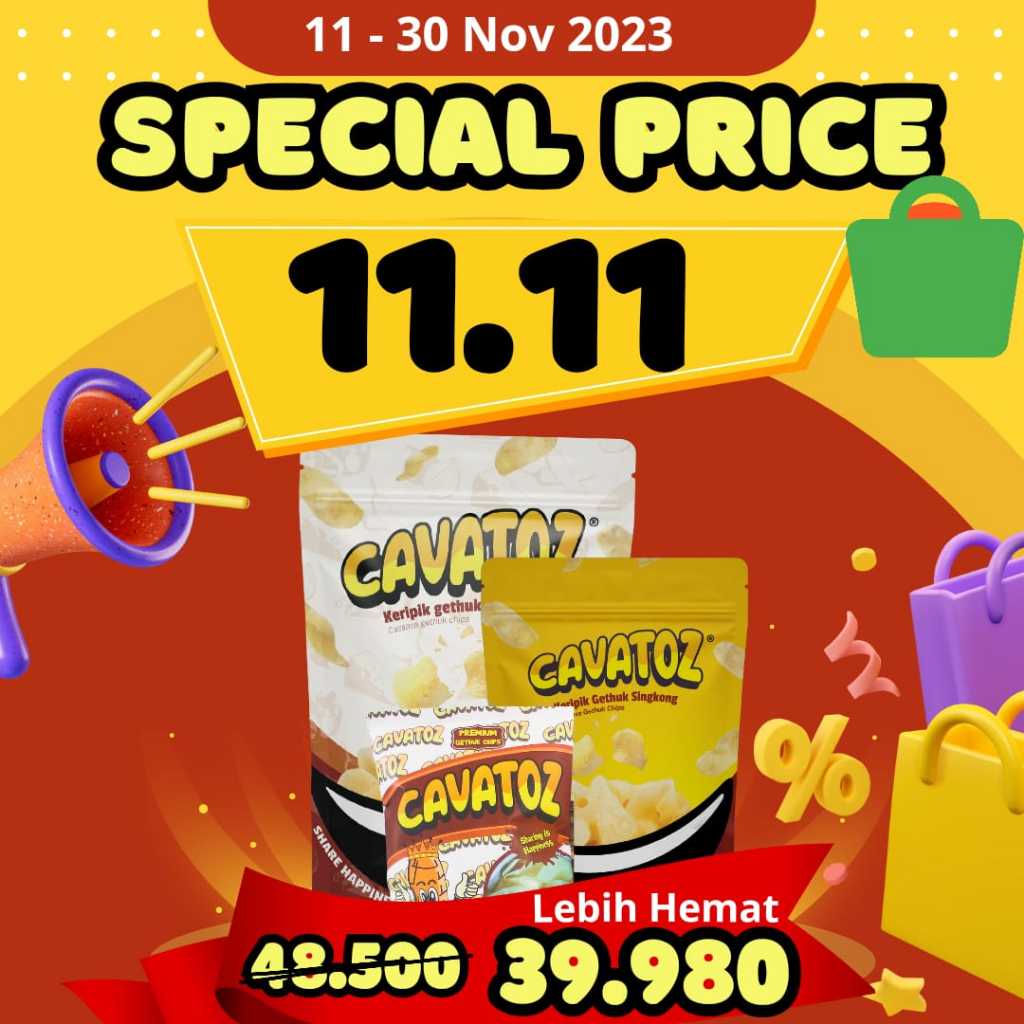 

10.10 CAVATOZ SUPER PAKET BUNDLING Kripik Getuk Keripik getuk Kripik SIngkong Cemilan Sehat