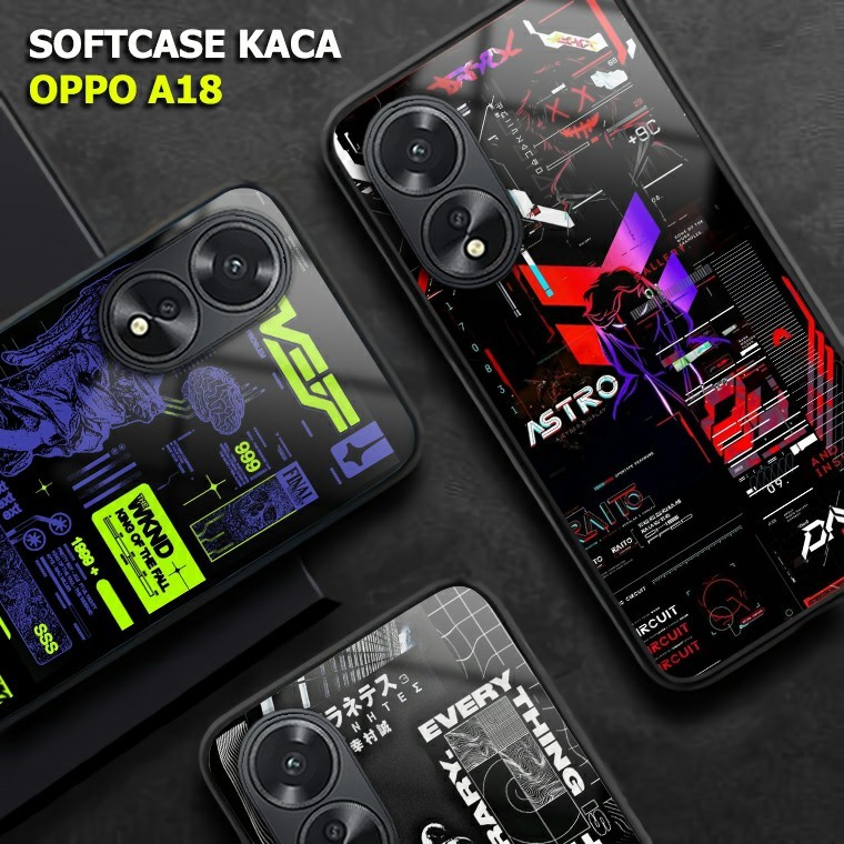 Softcase Glass kaca Oppo A18 [E684] Case HP Oppo A18 - Casing Oppo A18 - Softcase Oppo A18 Terbaru