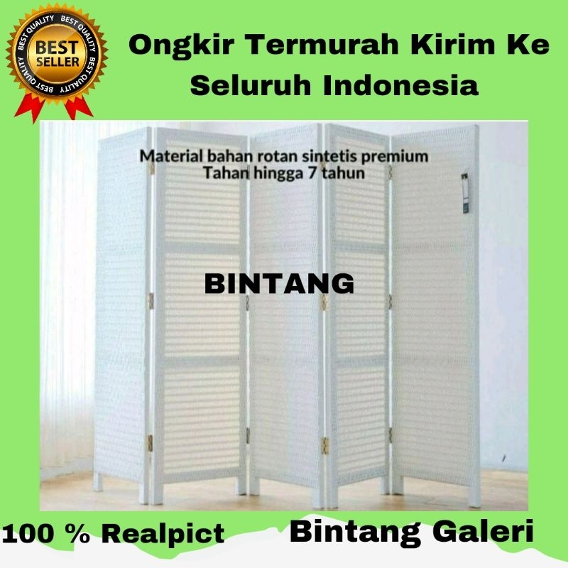 ( 5 Pintu) Sketsel Pembatas Ruangan Rotan Sintetis Partisi Penyekat Ruangan Minimalis Murah
