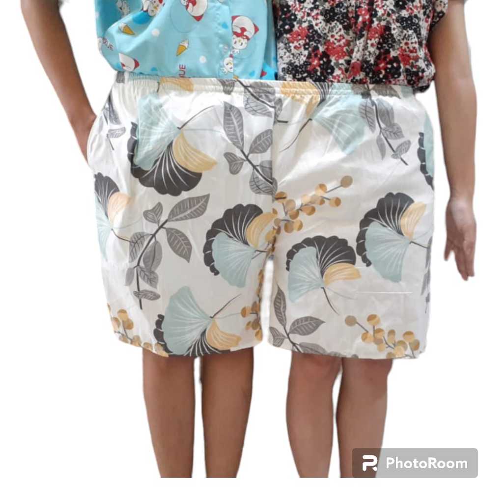 Celana Pendek Boxer Super Jumbo Wanita Pria Katun Motif