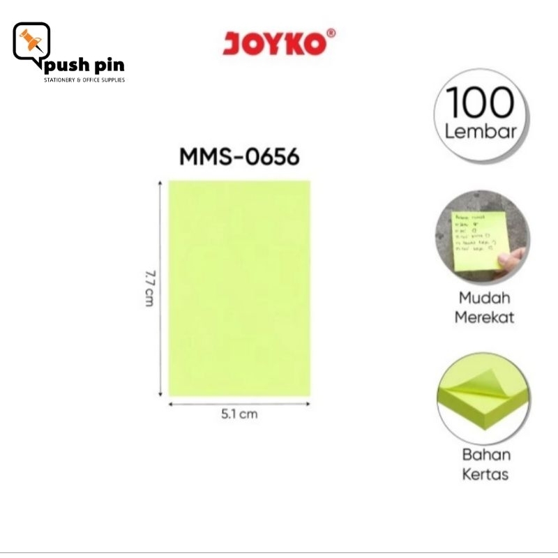 

Joyko Memo Stick Kertas Memo Tempel Sticky Note Bright Color MMS-0656