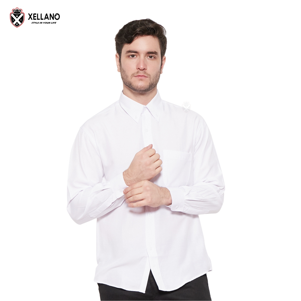 Baju Kerja Lengan Panjang Formal Bahan Sunwas atasan Kantor Pria Kemeja Putih