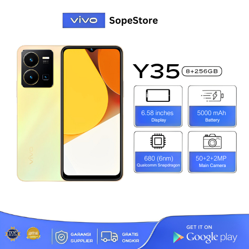 VIVO Y35/smartphone/HANPHONE VIVO/RAM 8GB ROM 256 GB/Baterai 5000mAh/6.58inch Kamera 50.0MP