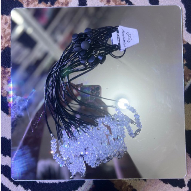 12pcs / 1 Lusin Kalung Masker Strap Mask Crystal Tali Korea Style Warna Kristal Bening Saphire Rubby