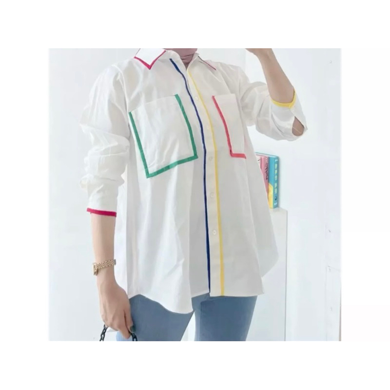 Kemeja wanita oversize shirt | Kemeja kotak lengan panjang