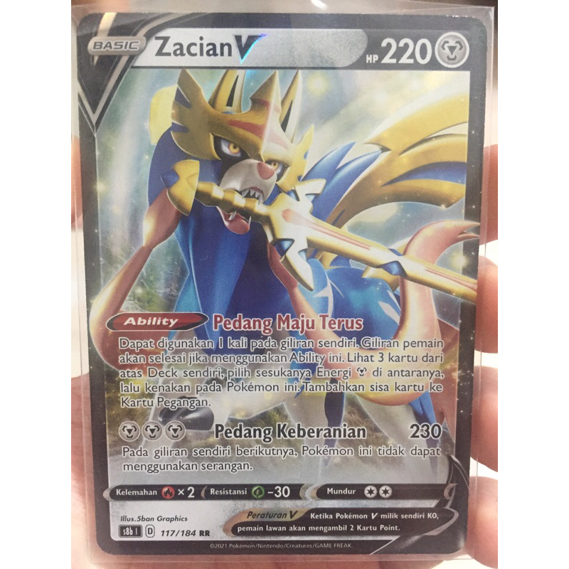 KARTU POKEMON ZACIAN V RR INDONESIA HOLO