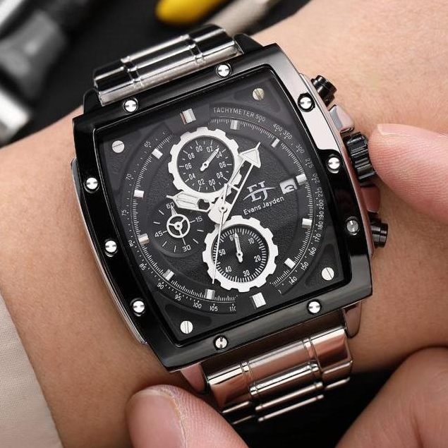 Jam Tangan Pria Chronograph Evans Jayden 9463 Original Stainless Steel Water Resistant 30m