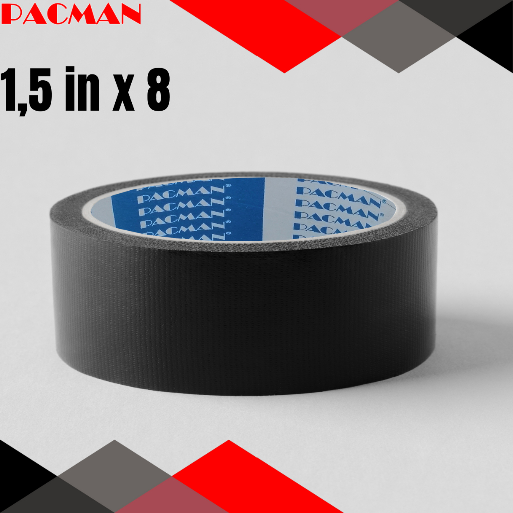 

1,5 inchi x 8 Cloth tape Lakban kain hitam Pacman original 100% lakban kertas murah berkualitas