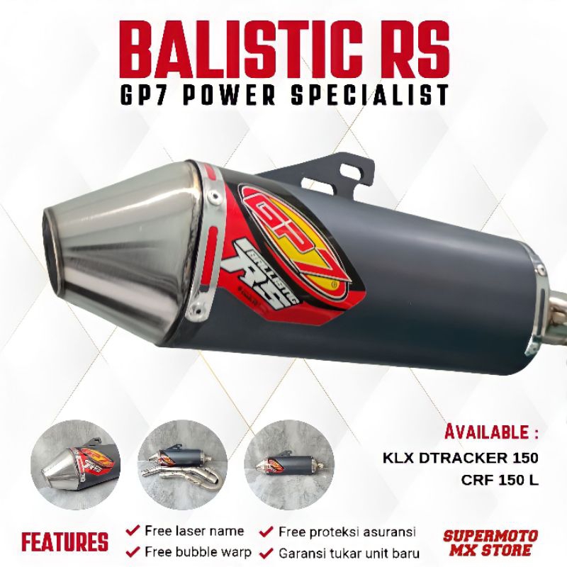KNALPOT GP7 RACING RS BALLISTIC KLX DTRACKER BORE UP KOMPETISI