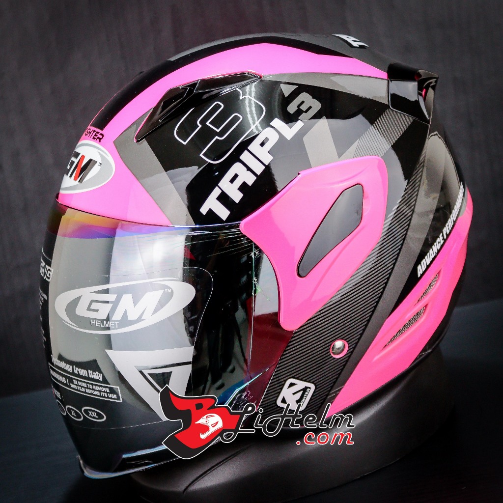 HELM GM FIGHTER TRIPLE SE PINK FLUO | HALF FACE