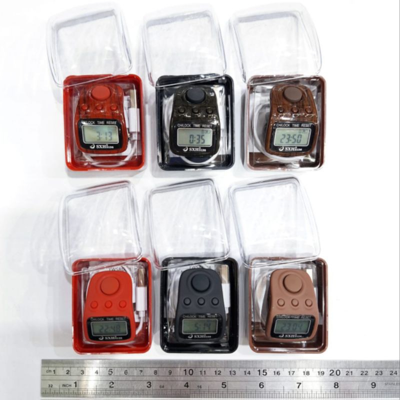 6buah Tasbih Digital USB Recharge LED Alarm Jam 6Channel Souvenir Premium SXH Grosir