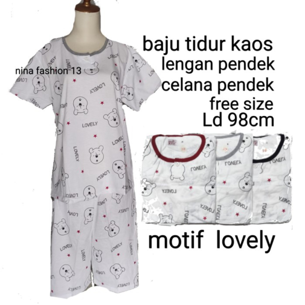 Murah meriah baju tidur piyama dewasa wanita kaos murah stelan celana pendek Murah