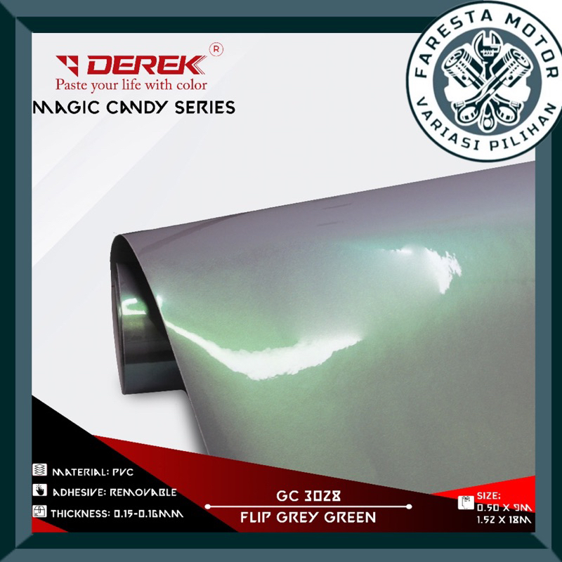 Skotlet abu lembayung Hijau bunglon Derek 1roll 9 meter