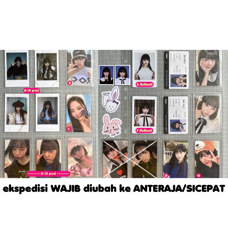 le sserafim — chaewon & eunchae polaroid tin case, aquamarine antifragile, membership, seasons greet