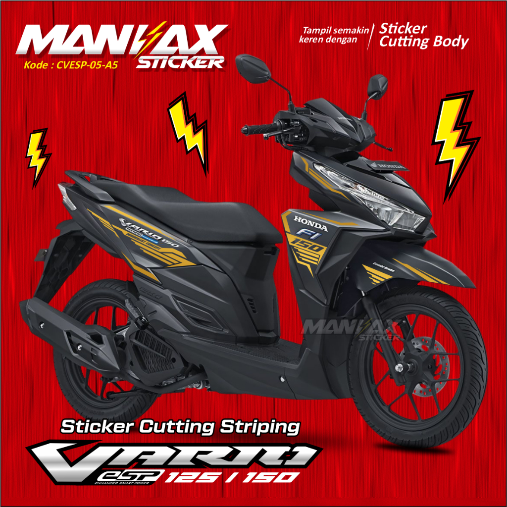Sticker Cutting Honda Vario 125 150 LED 2015 GOLD - Stiker VARIO 150-125 LED CBS 2015 GOLD - Sticker