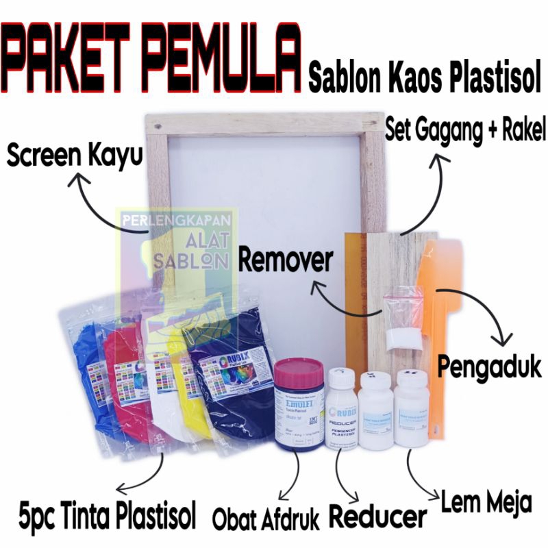 PAKET PEMULA KAOS SABLON TINTA PLASTISOL
