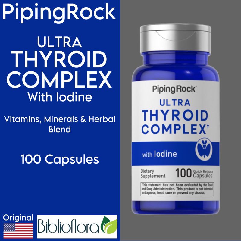 Piping Rock Ultra Thyroid Complex 100 Capsules Tiroid Herbal Vitamins