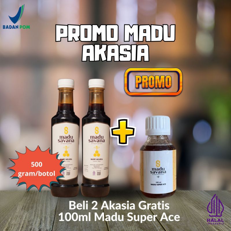 

madu akasia murni berat 1kg gratis 100ml super ace