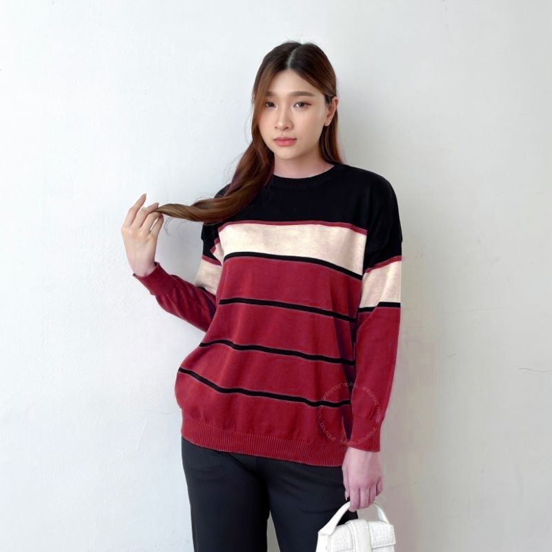 Zahra - Atasan Baju Rajut Wanita Lena Sweater Oversize Korean | Sweater Wanita Bahan Pollycotton Raj