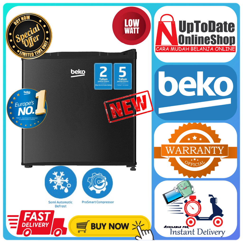 Beko RS-5020BMD Kulkas Mini Bar 50L Hitam - Portable, Low Watt, Pro Smart Compressor